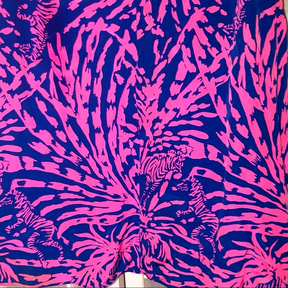 Lilly Pulitzer Silk Tank Spaghetti Strap Swing Racer Back Shell Pink Blue XS - Picture 11 of 16